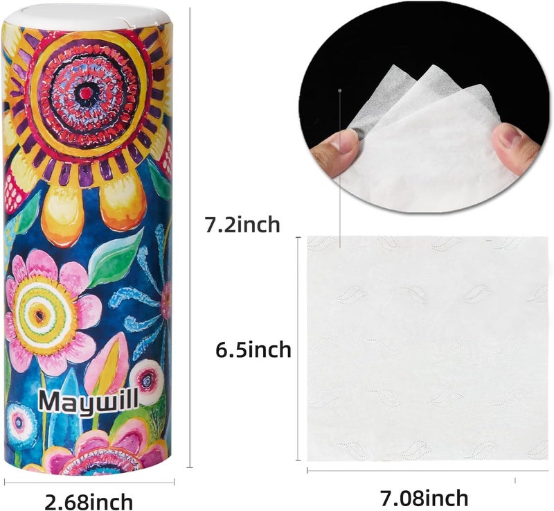 Maywill Car Tissues Holder with Facial Tissue, Car Tissue Box, Travel Tissues Cylinder,Suitable for Car Cup Holder(3-ply 4 Pack, 200 Sheets) - Image 4